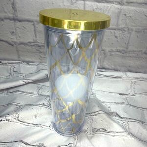 STARBUCKS‎ Gold Scales Clear Cold Cup Acrylic TUMBLER 24 Oz Holiday Abstract